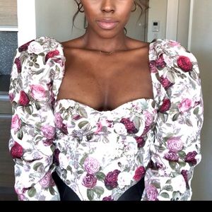 Floral long sleeved bustier Top